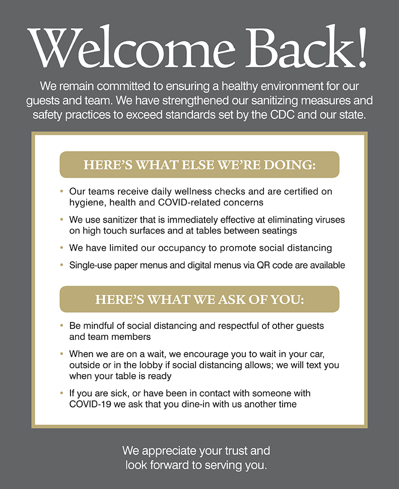 Image of welcome back COVID CDC guidelines. 